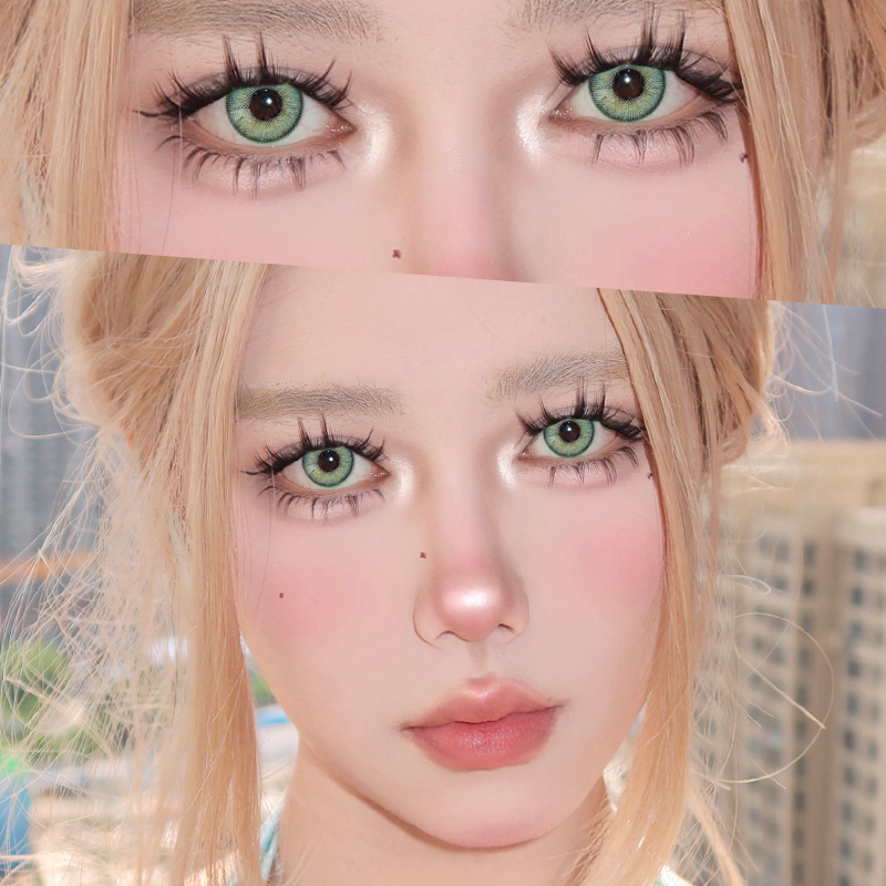 显色灰色美瞳女欧美混血款大直径小半年抛绿隐形眼镜年抛正品官网