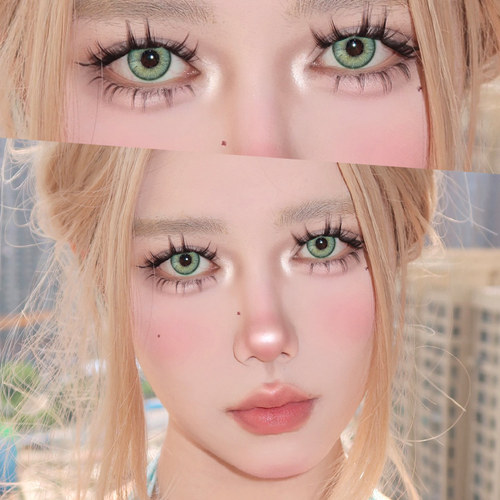 显色灰色美瞳女欧美混血款大直径小半年抛绿隐形眼镜年抛正品官网