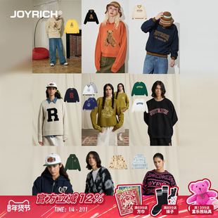 JOYRICH美式复古长袖T恤上衣套头衫开衫连帽卫衣男女同款秋冬