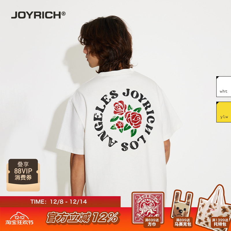 JOYRICH美式街头竹节印花短袖T恤
