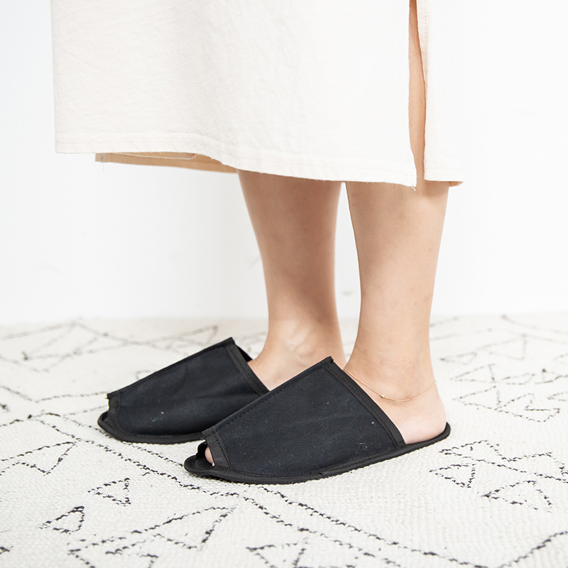 现货日本PUEBCO出差旅行便携打蜡棉拖鞋轻便防滑可折叠附收纳袋