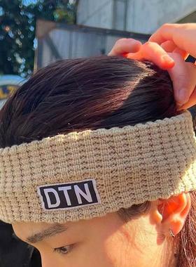 dulton日潮黑色束发带头巾套头帽百搭休闲止汗带弹力头带洗脸