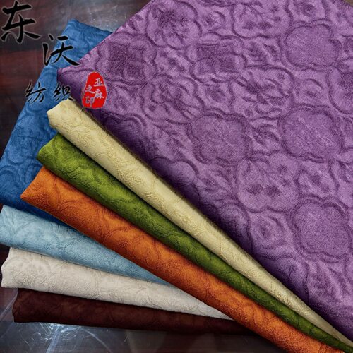 宋韵四合海棠暗纹新款天丝提花面料垂顺不透汉服唐装中式旗袍布料