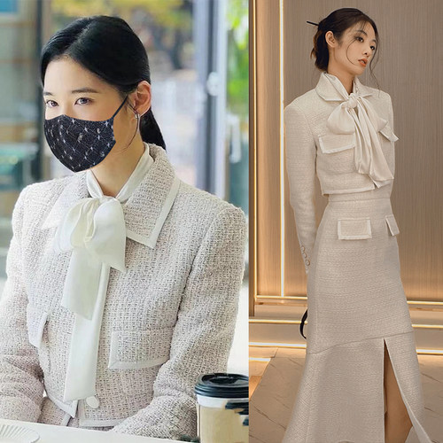 外套加鱼尾裙两件套短款