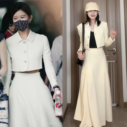 高级感长袖A字裙许妍同款小西服