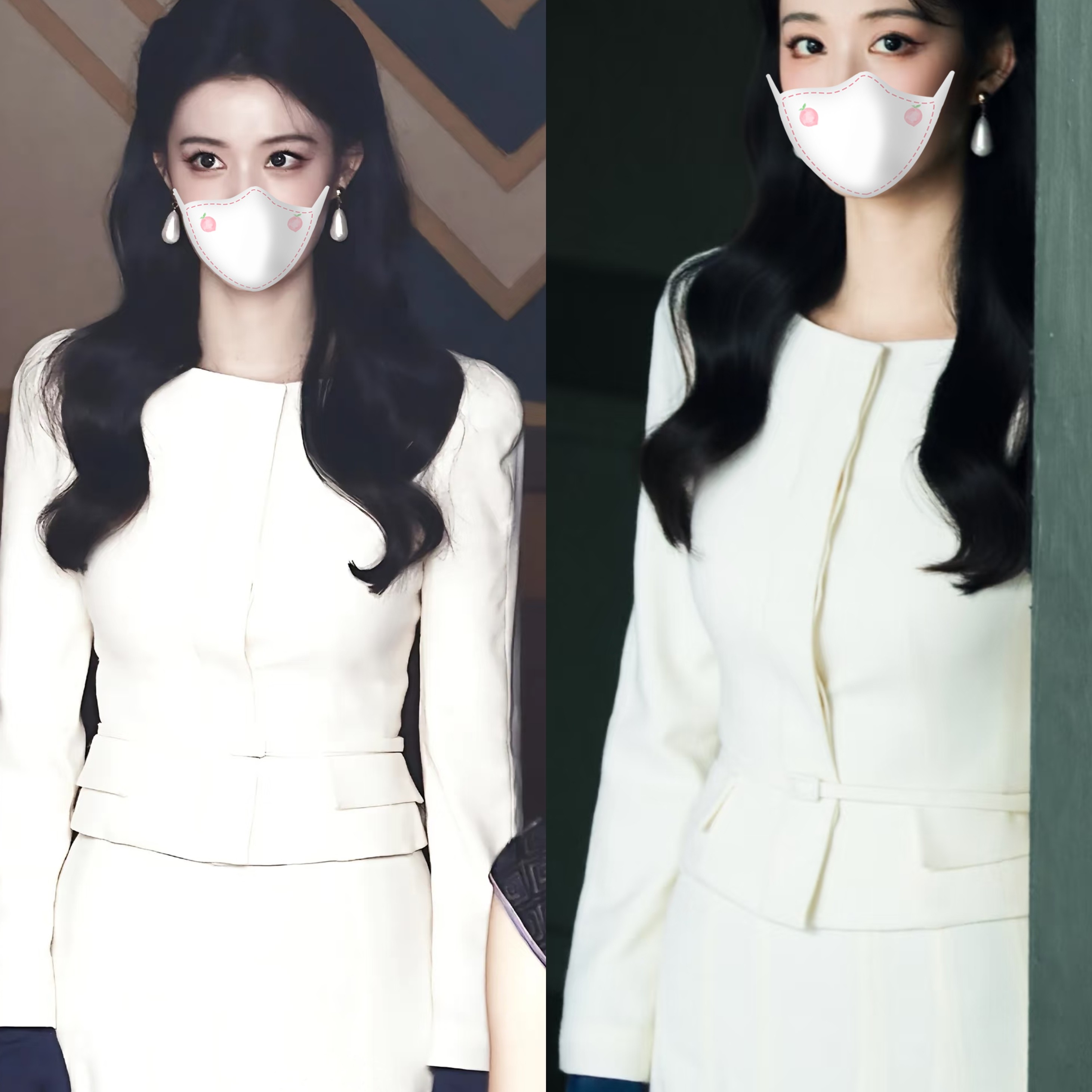 杏色小西服套装显瘦收腰西装上衣+半身裙两件套这一秒过火同款