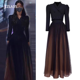 西服网纱半身裙虽然是病精神但没关系夏娃明星同款 西装 外套短款