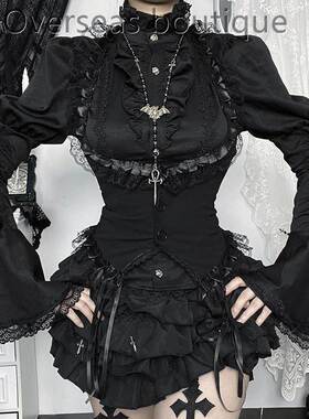 Hot girl outfit dress长袖衬衫亚文化上衣比短裙套装辣妹穿搭裙