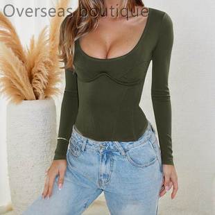 Bottom layer inner layer knit top方领长袖打底内搭针织衫上衣