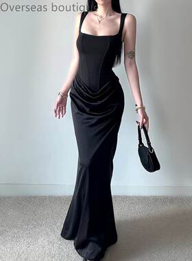 Hip hugging dress and long skirt法式鱼骨绑带收腰包臀礼服长裙