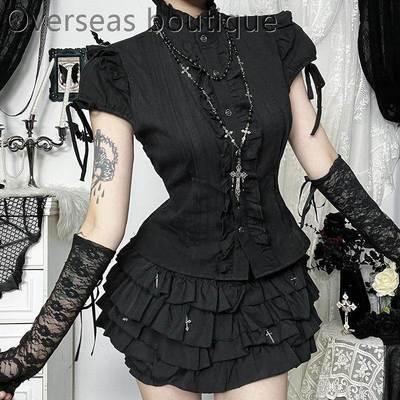 25132亚文化立领短袖肌理衬衫木