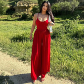 吊带宽松连体裤 Open 女 loose jumpsuit露背修身 back camisole