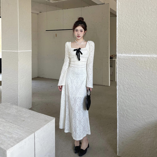 蕾丝连衣裙温柔淑女中长裙女