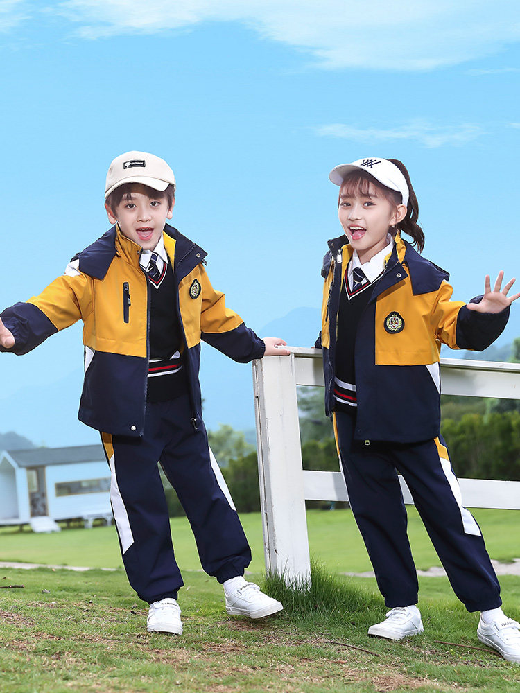 KINDERGARTEN UNIFORMS CLASS UNIFORMS WINTER CHILDRENS SCHOOL UNIFORMS PRIMARY SCHOOL STUDENTS FLEECE LINER THREE-IN-ONE THICKENED JACKET SET