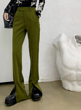 【LAMBO】进口斜织西裤料 立体剪裁 垂感直筒 腿长3米！开衩长裤