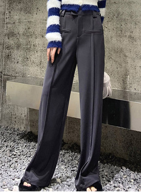 【LAMBO】3米腿长！ 独特设计口袋 加厚 光感垂坠阔腿裤拖地裤