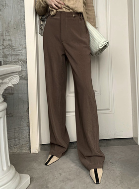 【LAMBO独家@特】3米腿长！2穿 特种暗纹 垂厚 阔腿长裤