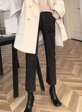 【LAMBO特】混色粗花呢 加厚毛呢9分 微锥形西裤