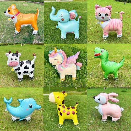 带轮走路拉线气球动物卡通生日装饰布置儿童户外万圣节玩具摆摊