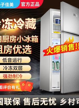 小冰箱家用租房冷藏冷冻小型节能电冰箱双门双温厨房冰箱一级能效