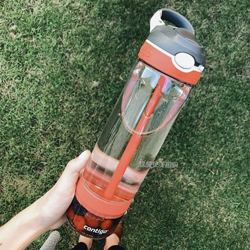 美国正品contigo康迪克运动吸管防漏果茶柠檬水杯768/560欧阳娜娜