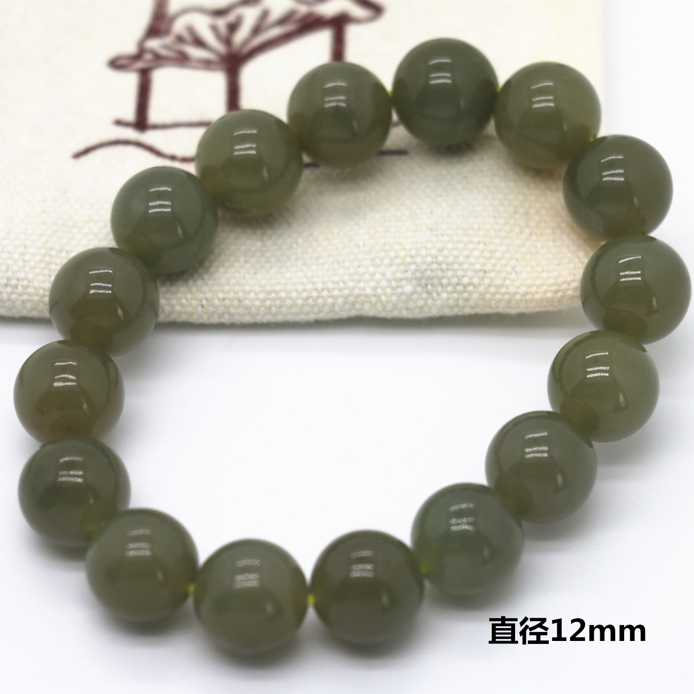 天然青料玉直径12cm手围16cm单圈女士手链弹力线方便取带现货