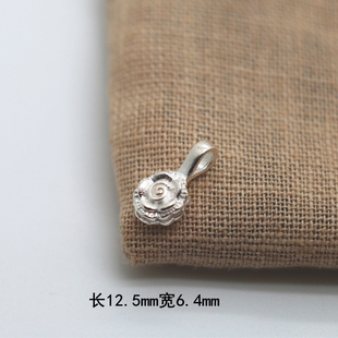 S925纯银立体玫瑰花夹子花卡子藏式手串手链配饰菩提星月金刚编织