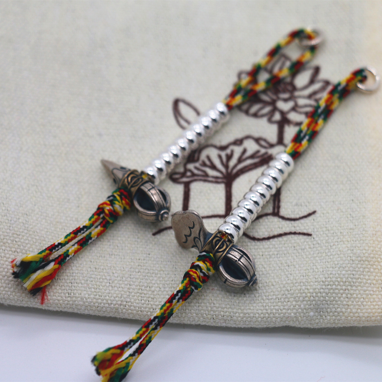 S925国际纯银金刚橛金刚钺刀侧挂DIY配件配饰文玩侧挂记大计数器