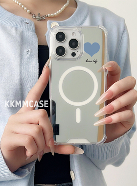 适用于苹果磁吸镜面手机壳三星GalaxyS24Plus硬壳iPhone15情侣12新款S25+全包14ProMax防摔14Plus创意好看