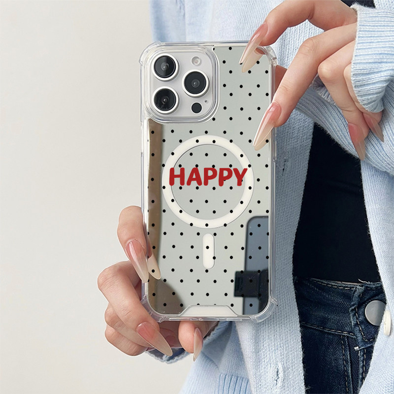 ins风波点HAPPY手机壳