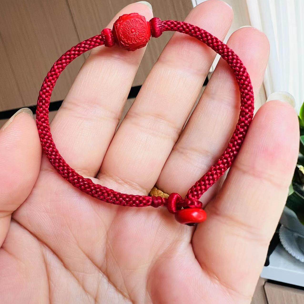 高光泰蜡线轮回天然朱砂平安扣手绳本命年红绳男女亲子新年礼物