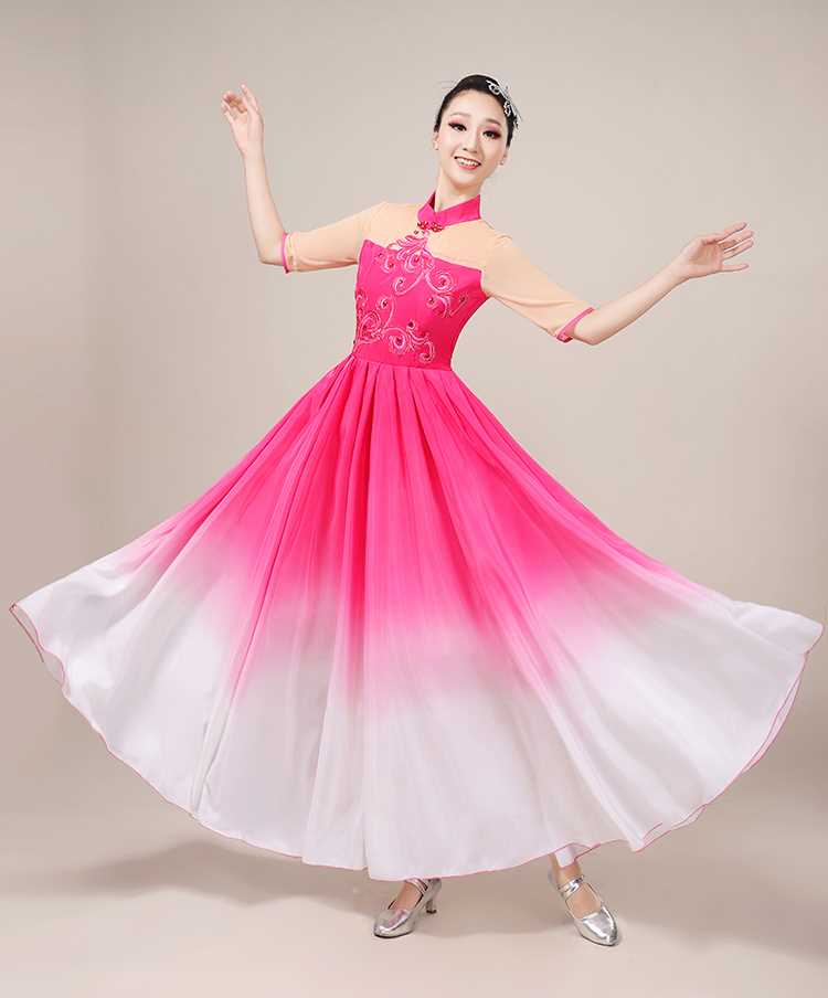 正品开场舞大摆裙合唱团演出服长裙广场舞成人女扇子舞现代舞蹈服