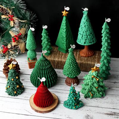 10-25cm 3D DIY Christmas Tree Candle Silicone Mold Christmas