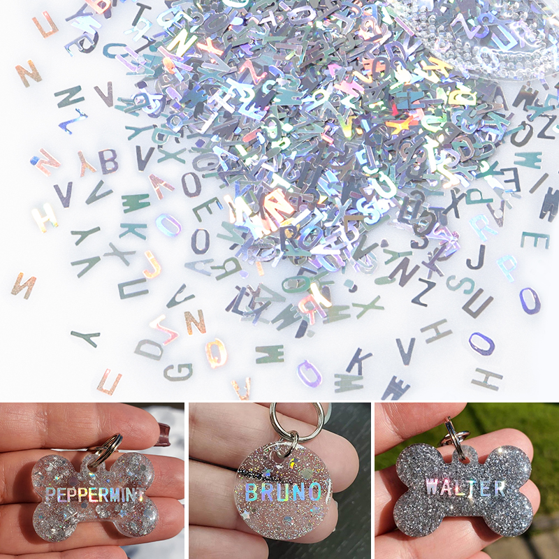 Holographic Glitter English Alphabet Flakes For Epoxy Resin 居家布艺 纽扣 原图主图