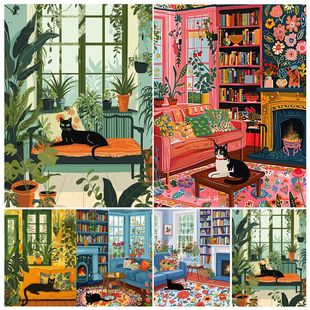 Living Painting Animal Cat Hand Room Bedroom Landscape