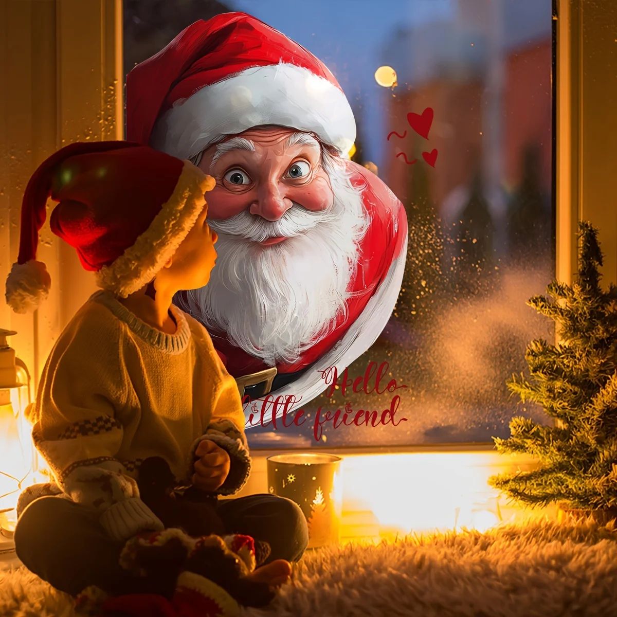 1pc Festive Santa Claus Window Sticker Static Cling Perfect