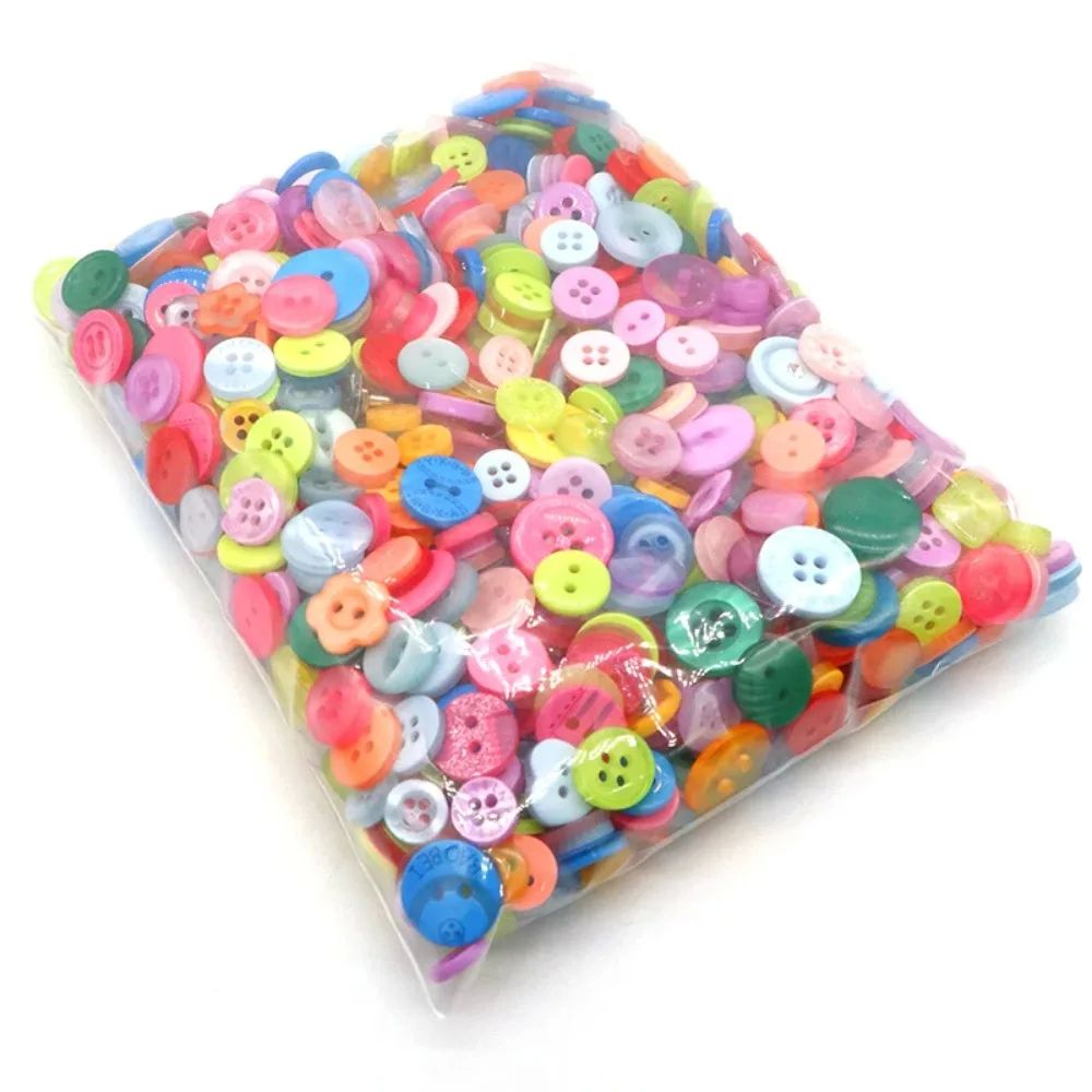 100PCS Colorful Mixed Resin Buttons Rotundity Household Hand