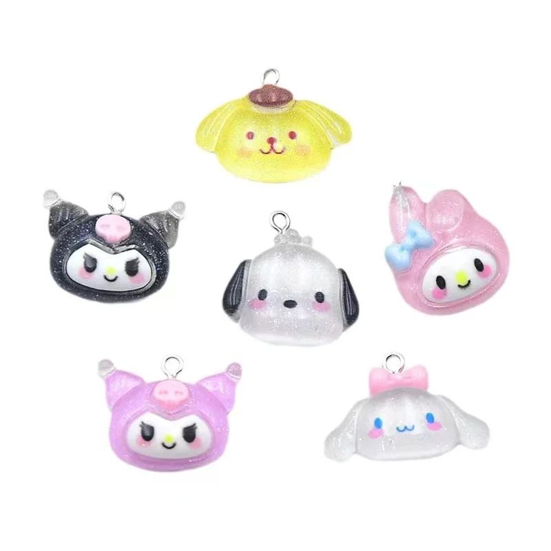 10pcs  Simulated Cute  Rabbits Dogs Cats Resin Charms Access