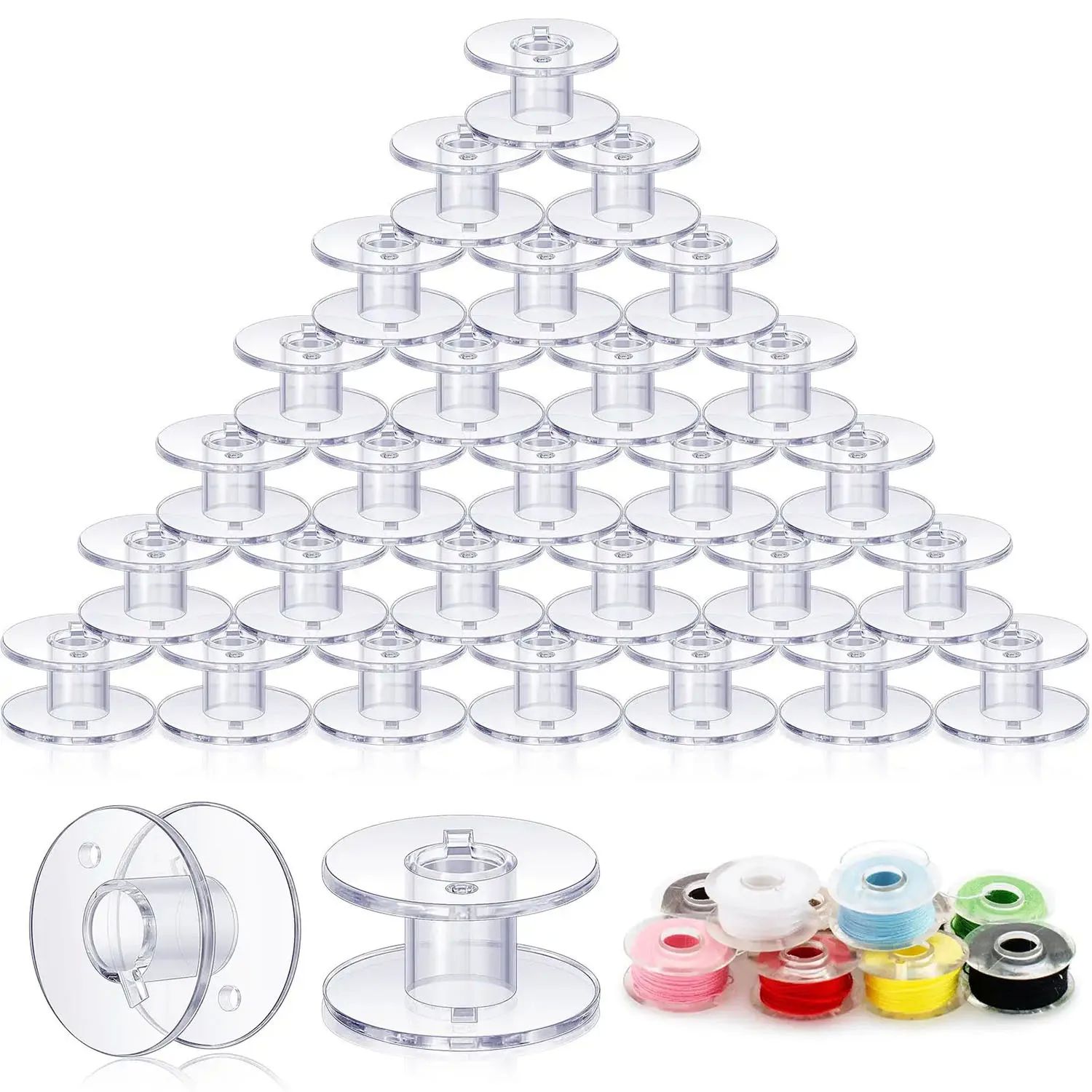 10/20/30Pcs Clear Plastic Threads Bobb Universal Empty Spool