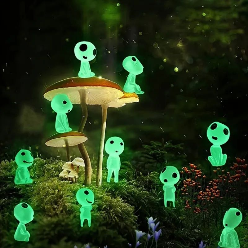 10pcs Luminous Resin Ghost Figures, Miniature Alien Decor fo