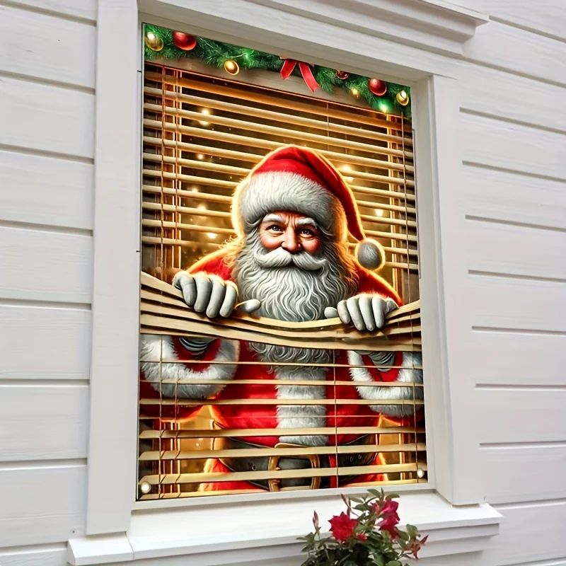1pc Santa Claus Window Cover 2D Christmas New Year Decoratio