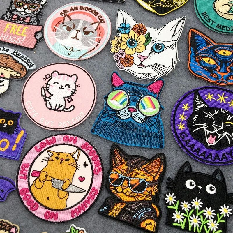 Cat Face Embroidered Patch Cartoon Animal Patch Iron On Patc