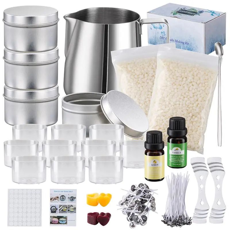 1 Set Candle Making Kit Pouring Pot Wicks Sticker DIY Candle