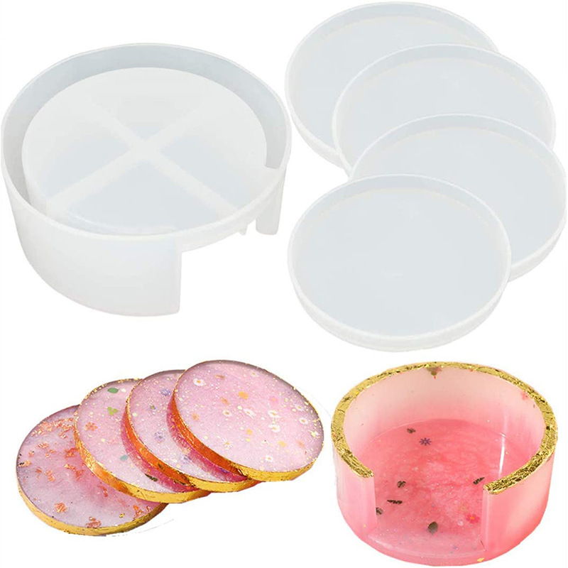 Coaster Resin Molds Round Container Silicone Mould Cups Mats