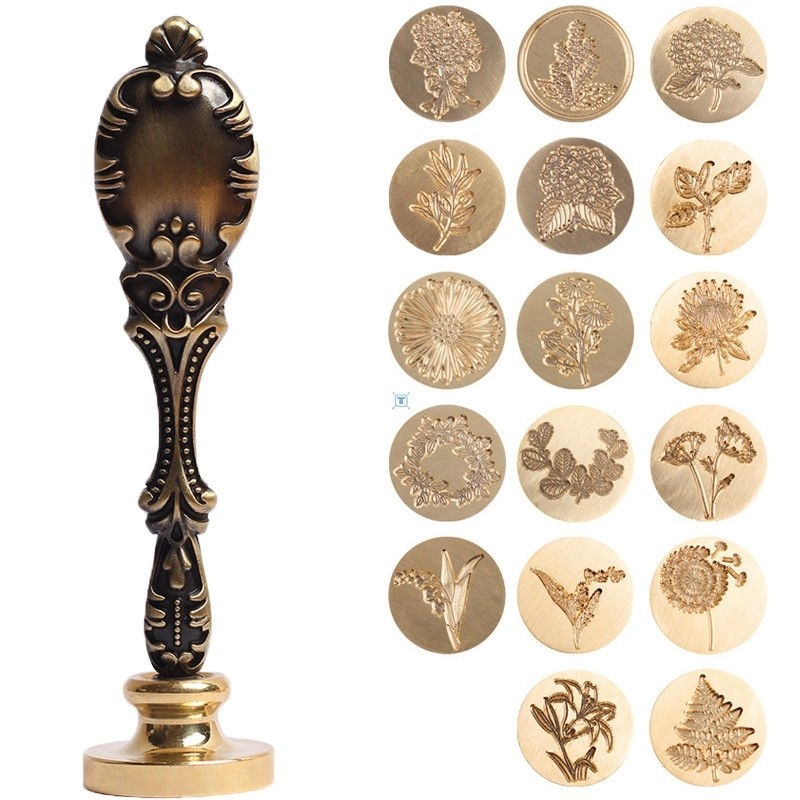1pc retro metal plant sealing wax seal stamp for decorative