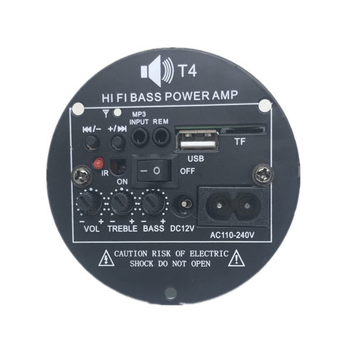 T4蓝牙2003功放板4寸插卡FM收音12V车载低音炮芯220V家用扩音机板