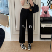 裤 RUBBIT 自由通勤直筒显瘦九分高腰西装 微雕线条 CHIC气质精英