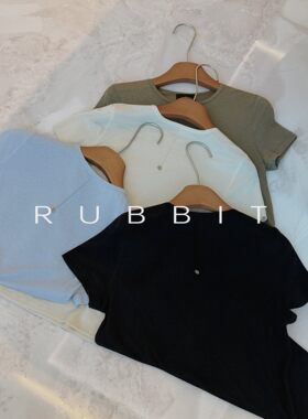RUBBIT CHIC四季常规款 巨舒服软麻莱赛尔小贝壳正肩短袖T恤上衣
