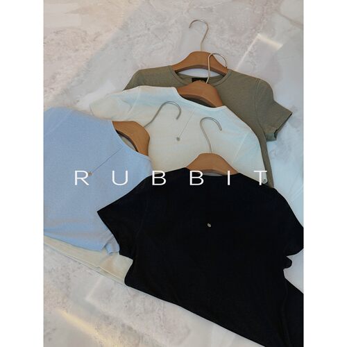 RUBBIT CHIC四季常规款 巨舒服软麻莱赛尔小贝壳正肩短袖T恤上衣