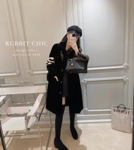Rubbit 皮毛一体 黑色中长款